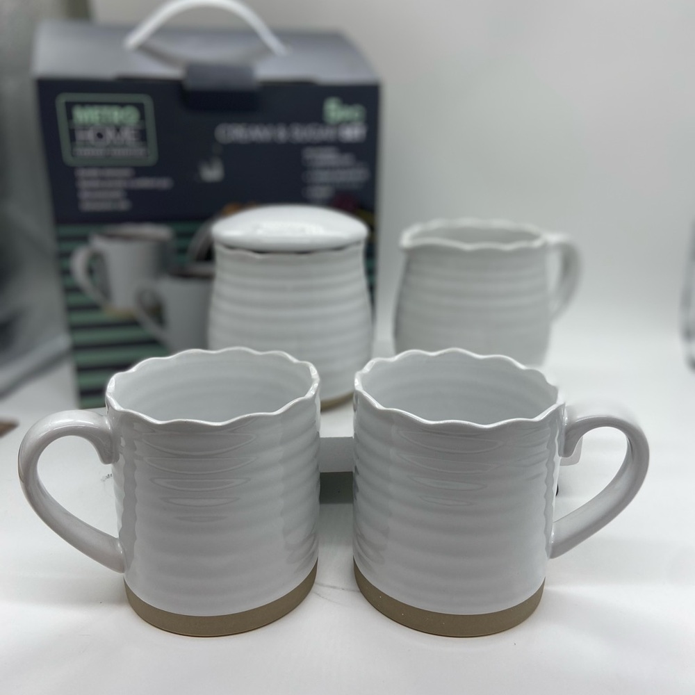 Metro White and Tan Mug Set
